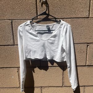 White Long sleeve Crop Top
